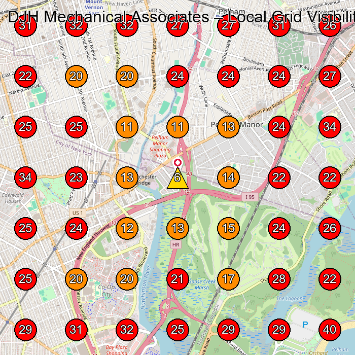 DJH Mechanical Associates GeoGrid visibility map for Air Conditioning Contractor in None